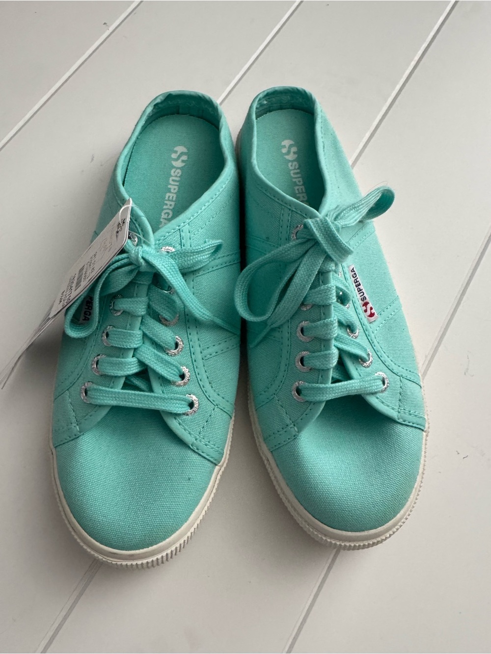 Talbots Superga Aqua Canvas Lace-Up Sneakers